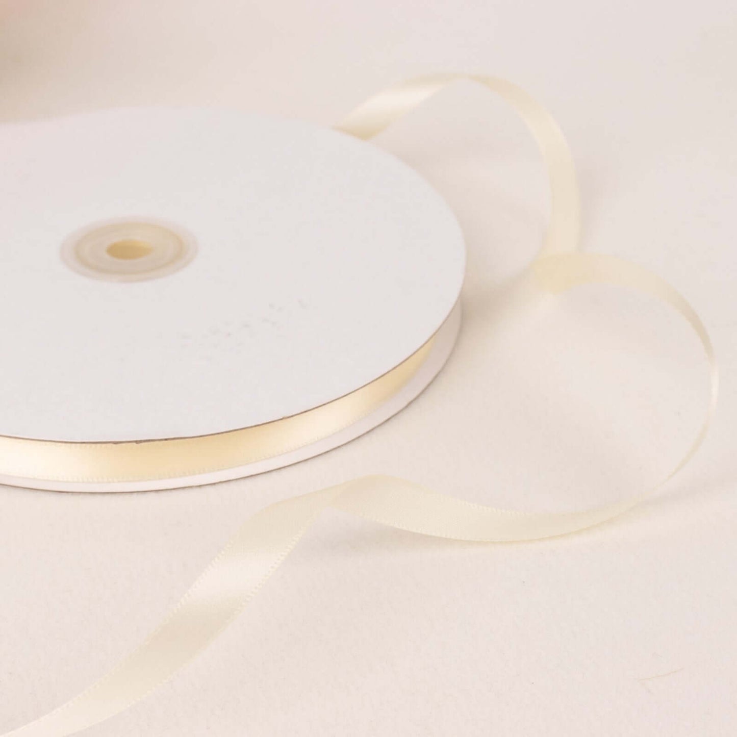 100 Yards 3/8" Ivory Single Face Decorative Satin Ribbon - Linen Luxes