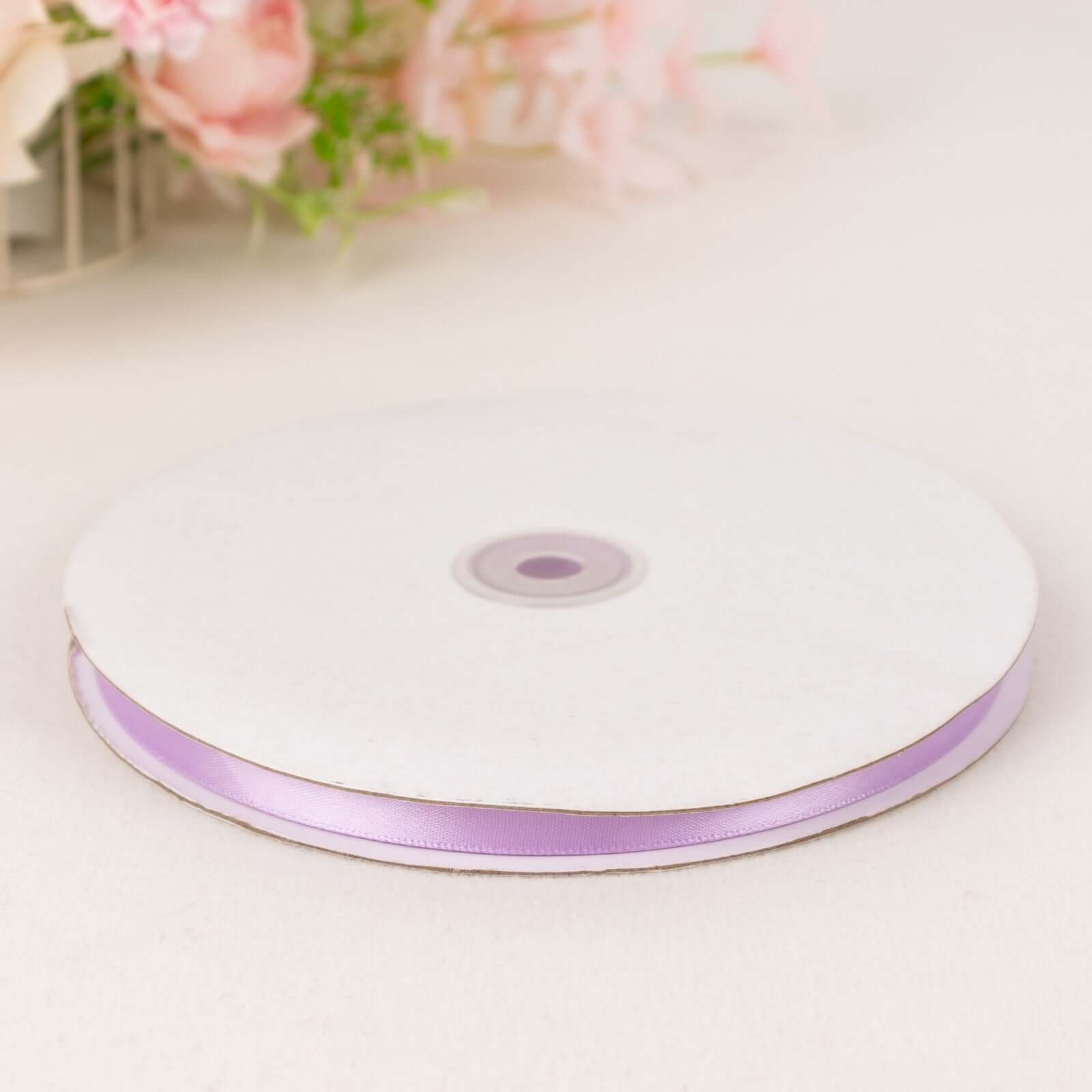100 Yards 3/8" Lavender Lilac Single Face Decorative Satin Ribbon - Linen Luxes