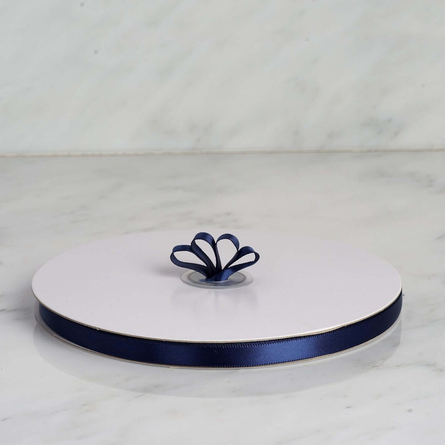 100 Yards 3/8" Navy Blue Single Face Decorative Satin Ribbon - Linen Luxes