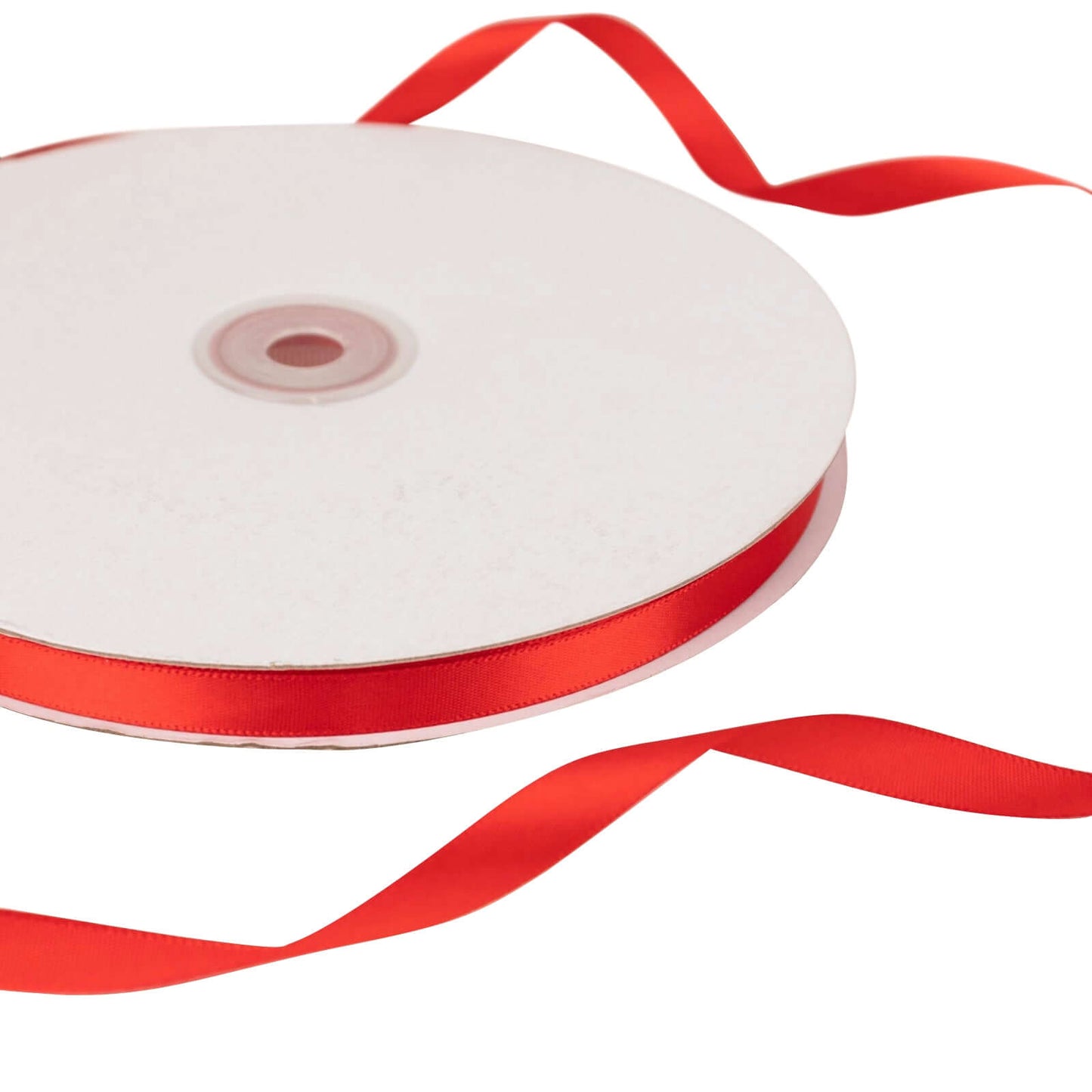 100 Yards 3/8" Red Single Face Decorative Satin Ribbon - Linen Luxes