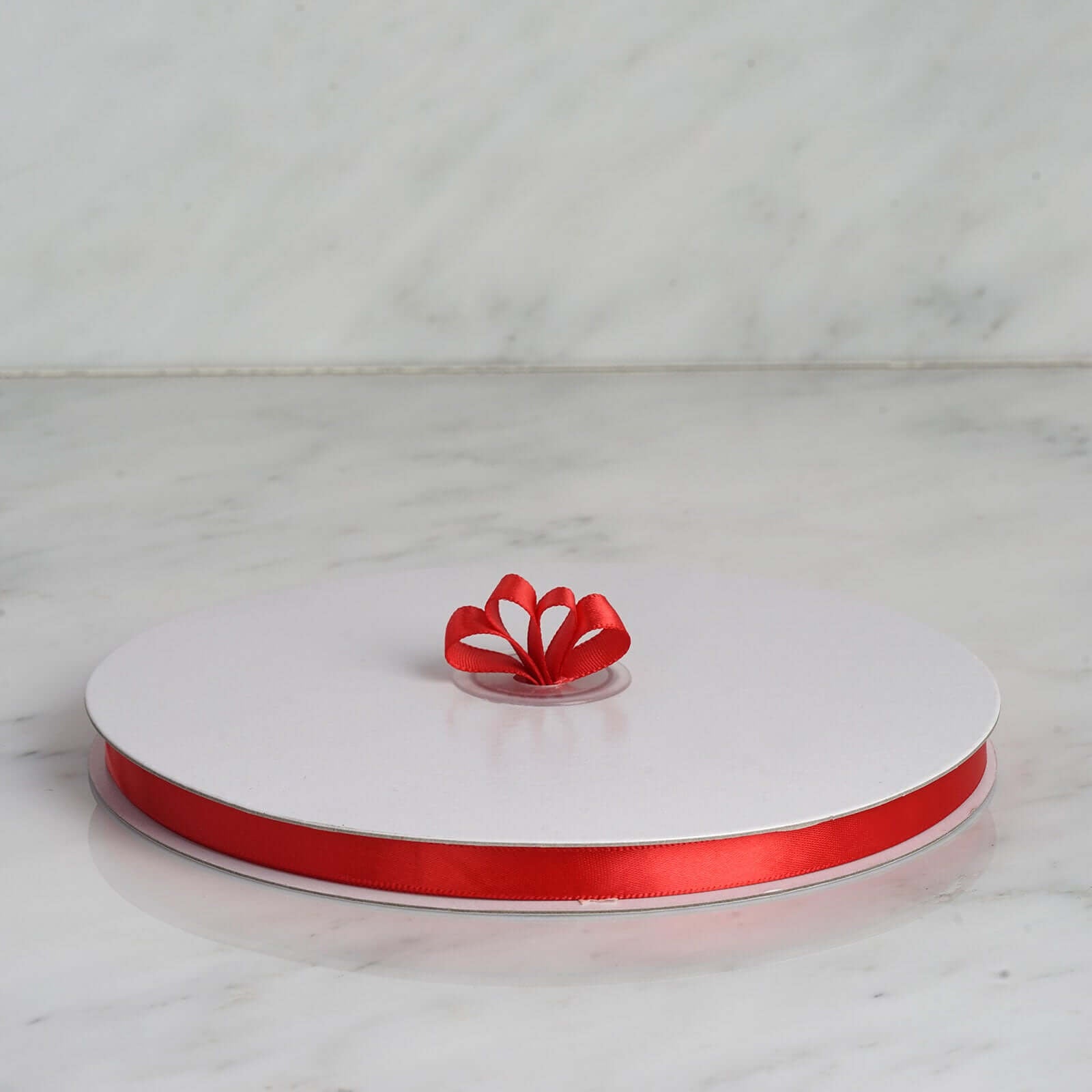 100 Yards 3/8" Red Single Face Decorative Satin Ribbon - Linen Luxes