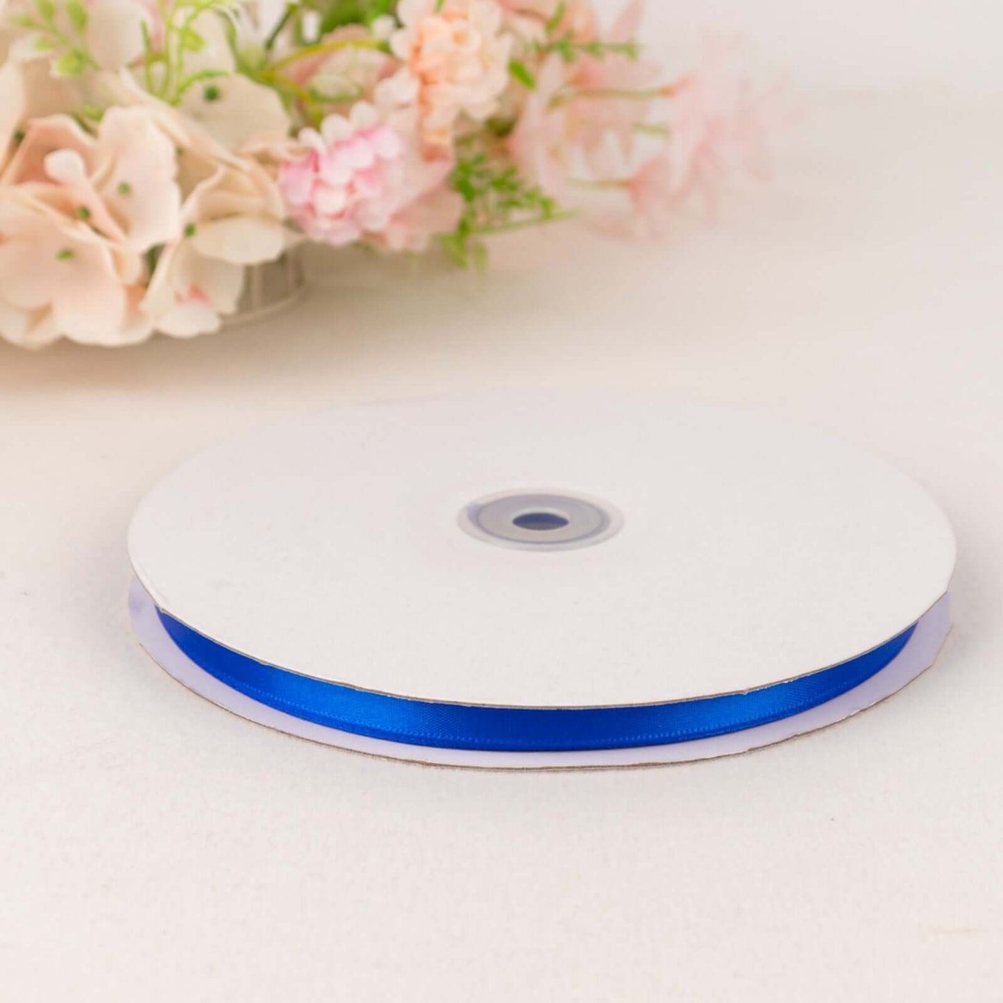 100 Yards 3/8" Royal Blue Single Face Decorative Satin Ribbon - Linen Luxes