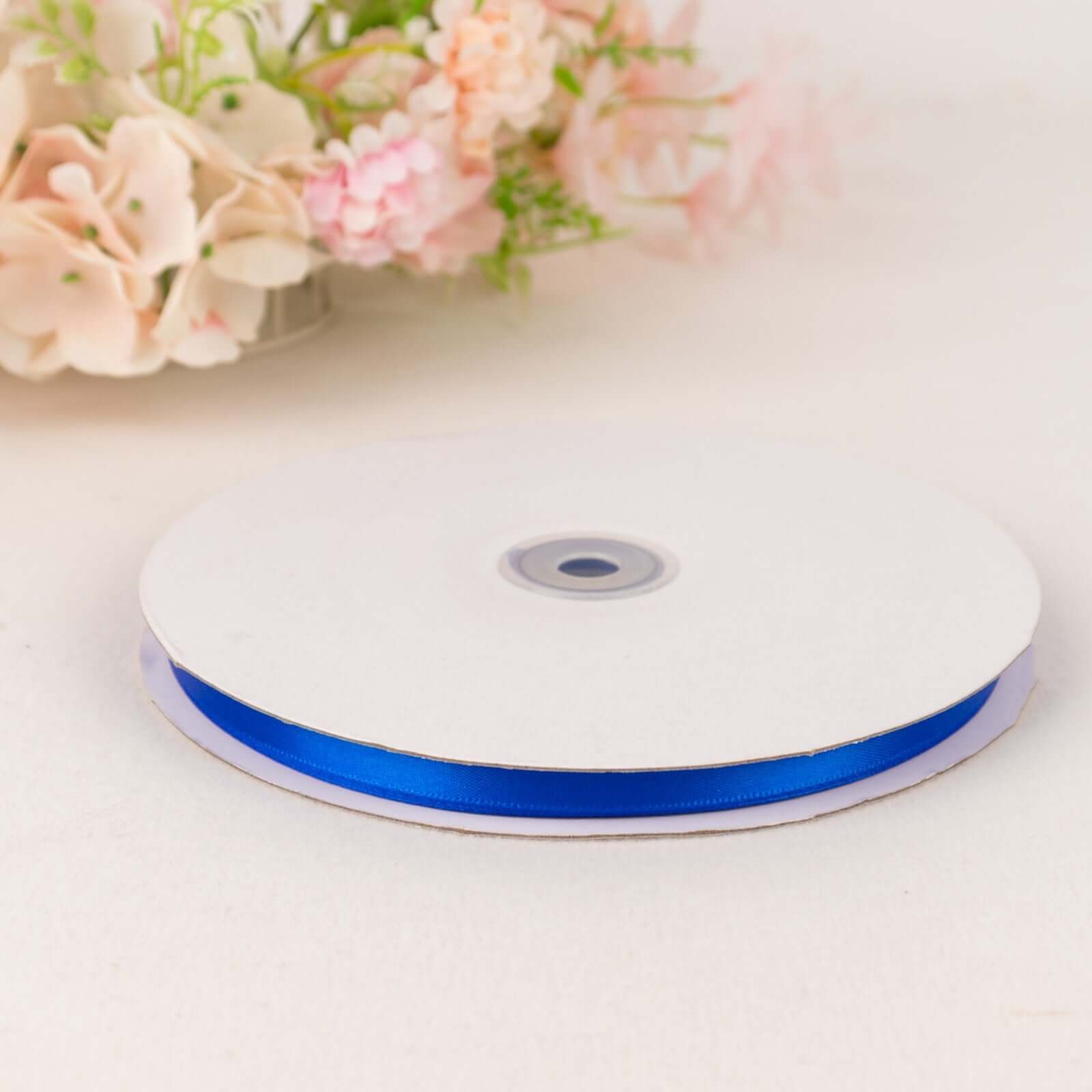 100 Yards 3/8" Royal Blue Single Face Decorative Satin Ribbon - Linen Luxes