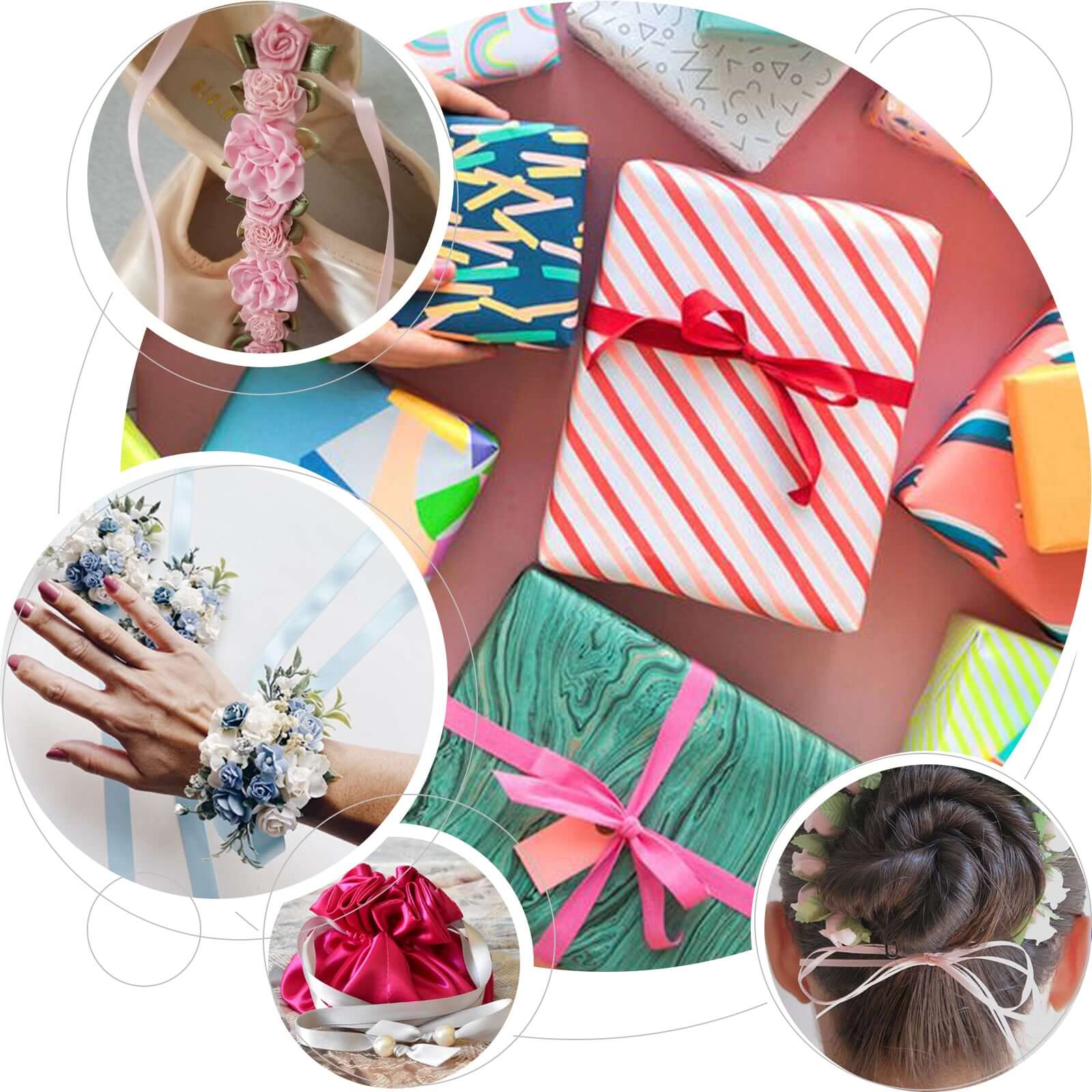 100 Yards 3/8" Silver Single Face Decorative Satin Ribbon - Linen Luxes