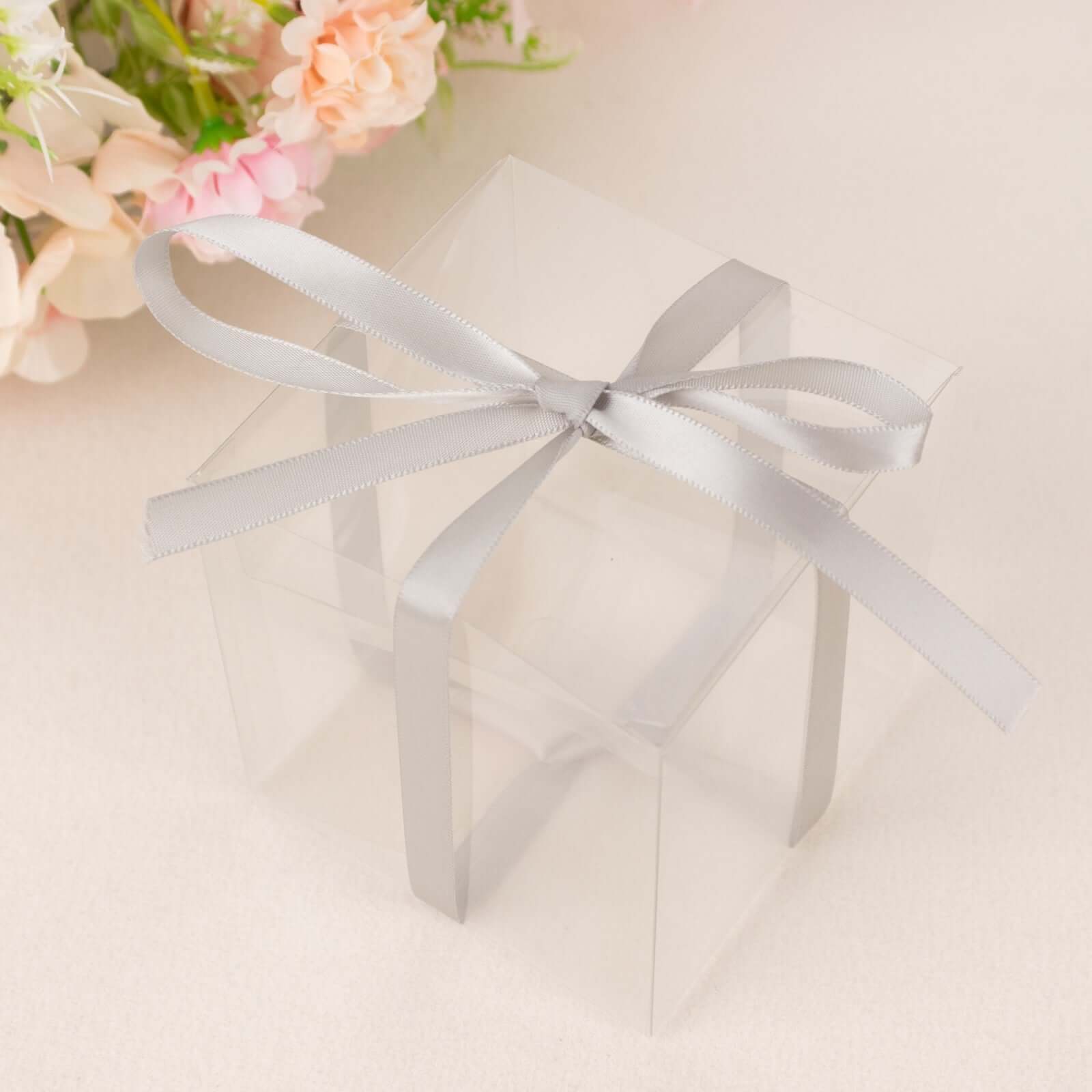 100 Yards 3/8" Silver Single Face Decorative Satin Ribbon - Linen Luxes