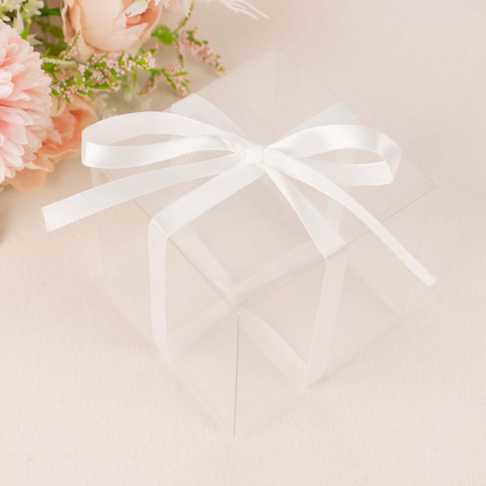 100 Yards 3/8" White Single Face Decorative Satin Ribbon - Linen Luxes