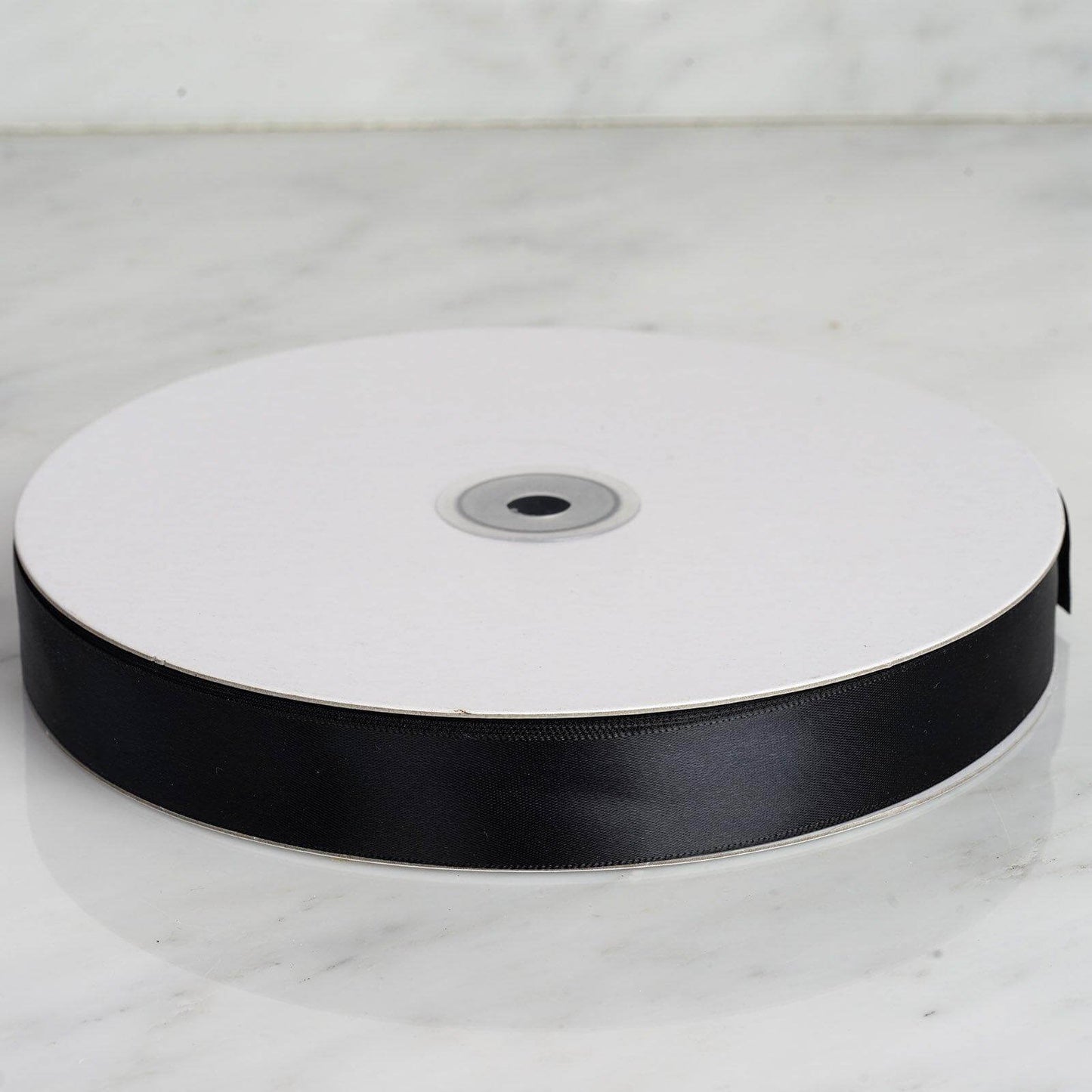 100 Yards 7/8" Black Single Face Decorative Satin Ribbon - Linen Luxes