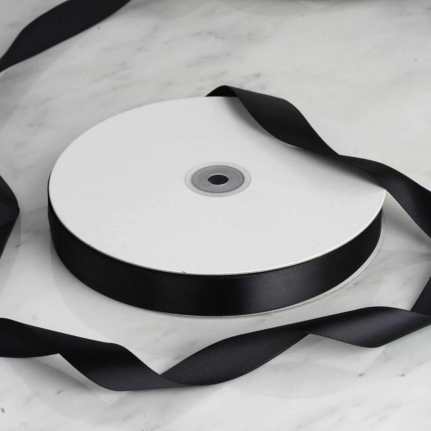 100 Yards 7/8" Black Single Face Decorative Satin Ribbon - Linen Luxes