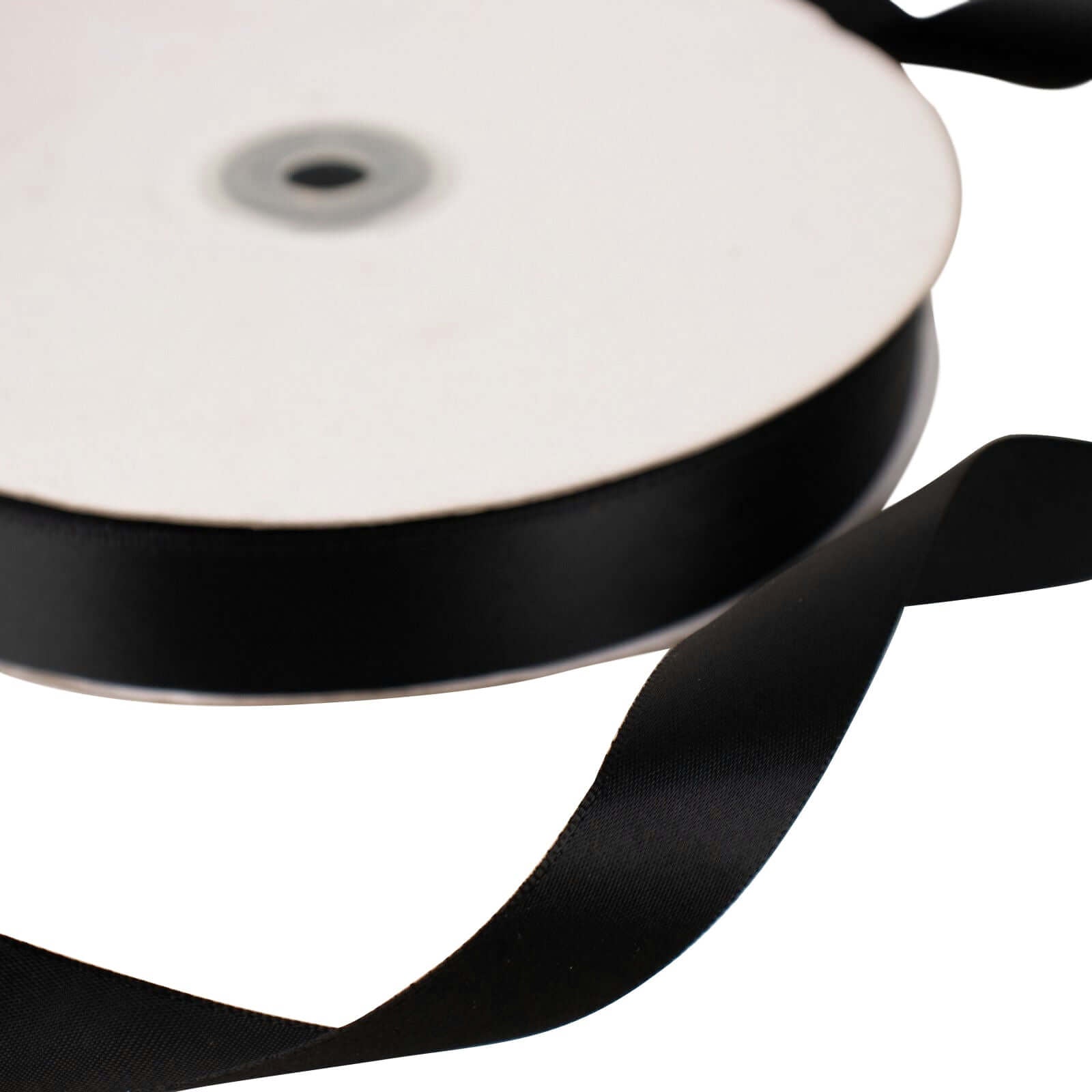 100 Yards 7/8" Black Single Face Decorative Satin Ribbon - Linen Luxes