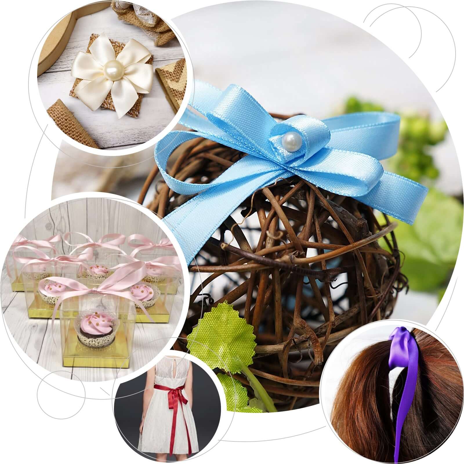 100 Yards 7/8" Ivory Single Face Decorative Satin Ribbon - Linen Luxes