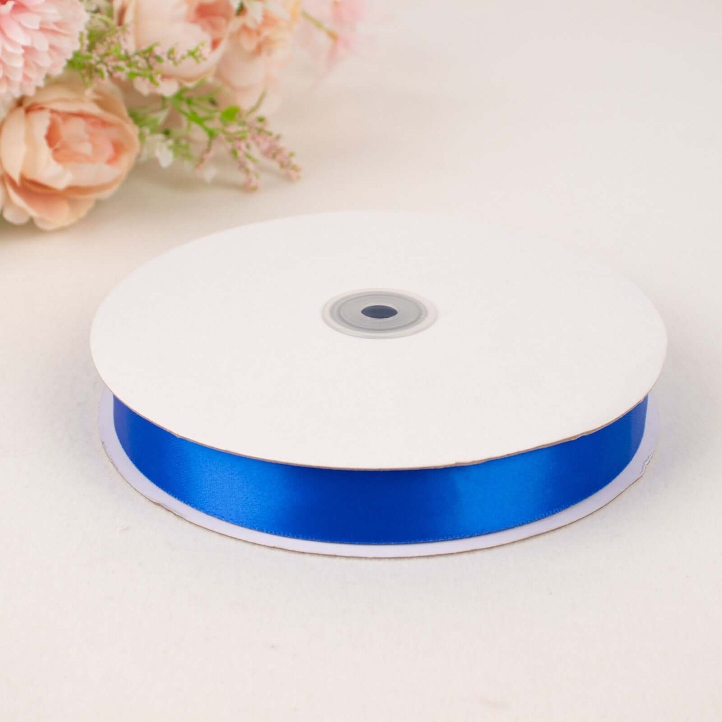 100 Yards 7/8" Royal Blue Single Face Decorative Satin Ribbon - Linen Luxes