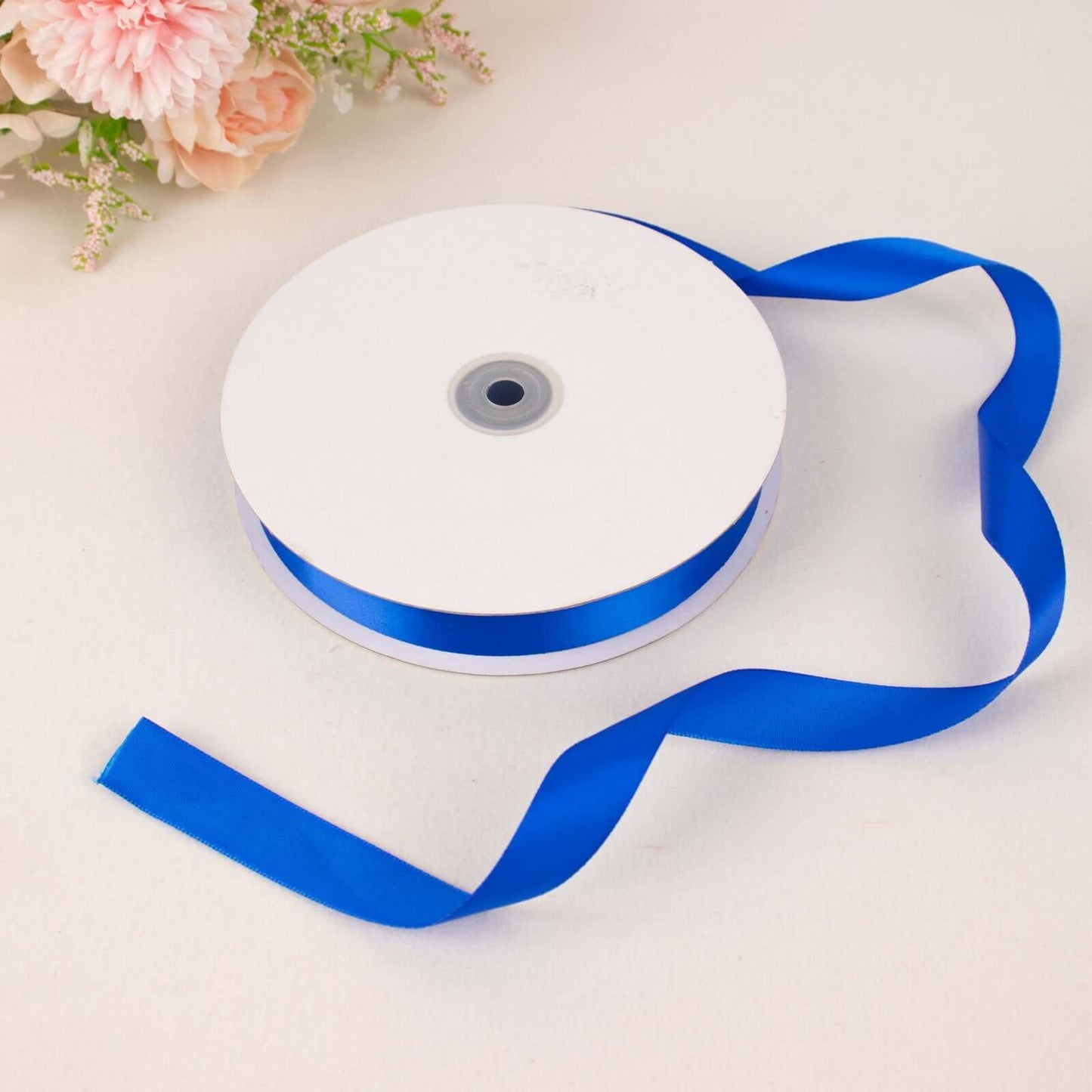 100 Yards 7/8" Royal Blue Single Face Decorative Satin Ribbon - Linen Luxes