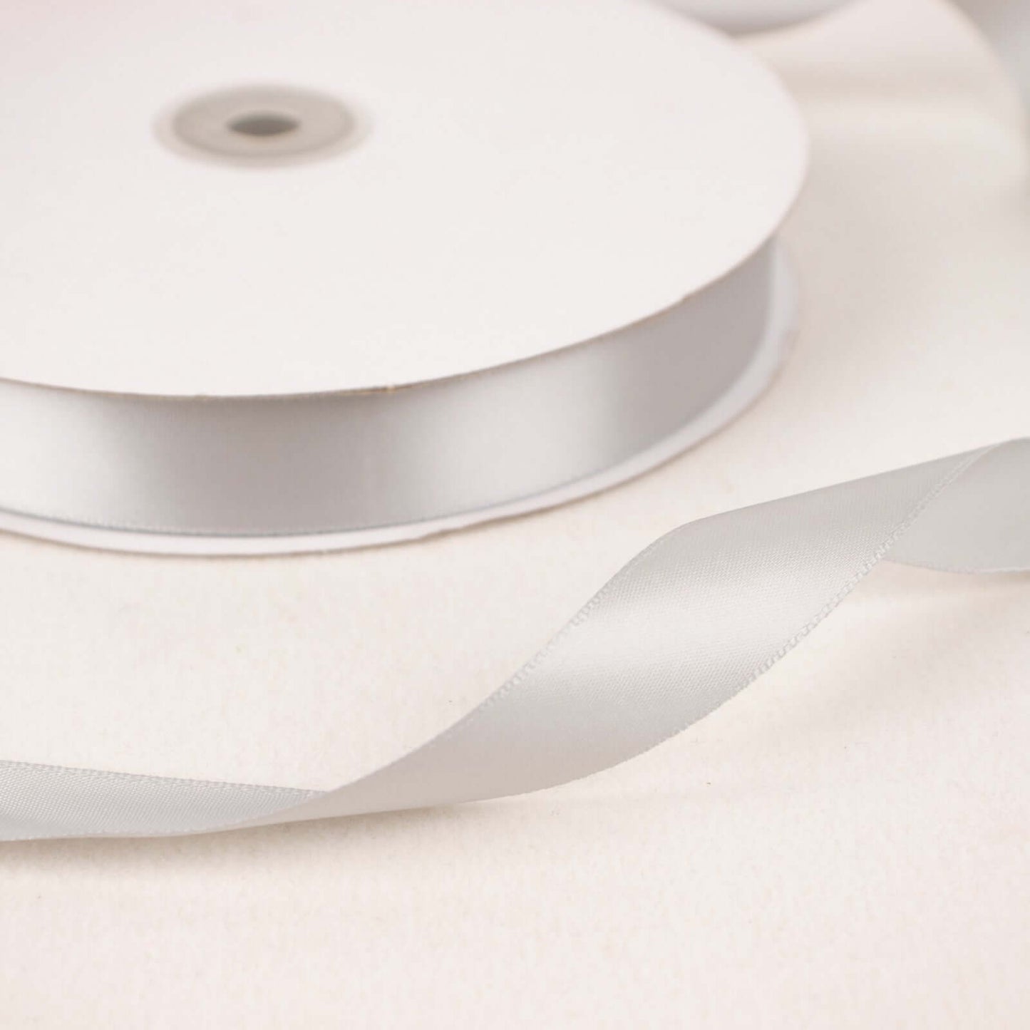 100 Yards 7/8" Silver Single Face Decorative Satin Ribbon - Linen Luxes