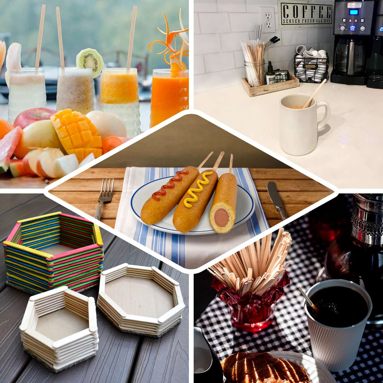 1000 - Pack Birchwood Coffee Stirrers - Natural Eco - Friendly Wooden Stir Sticks for Tea & Cocktails 4.5" - Linen Luxes