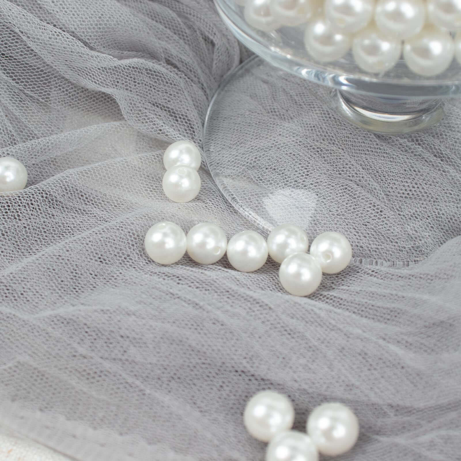 1000 - Pack Faux Craft Pearl Beads White - Smooth Beads with Holes for Vase Filler Jewelry Making Bridal Accessories & Event Decor 10mm - Linen Luxes