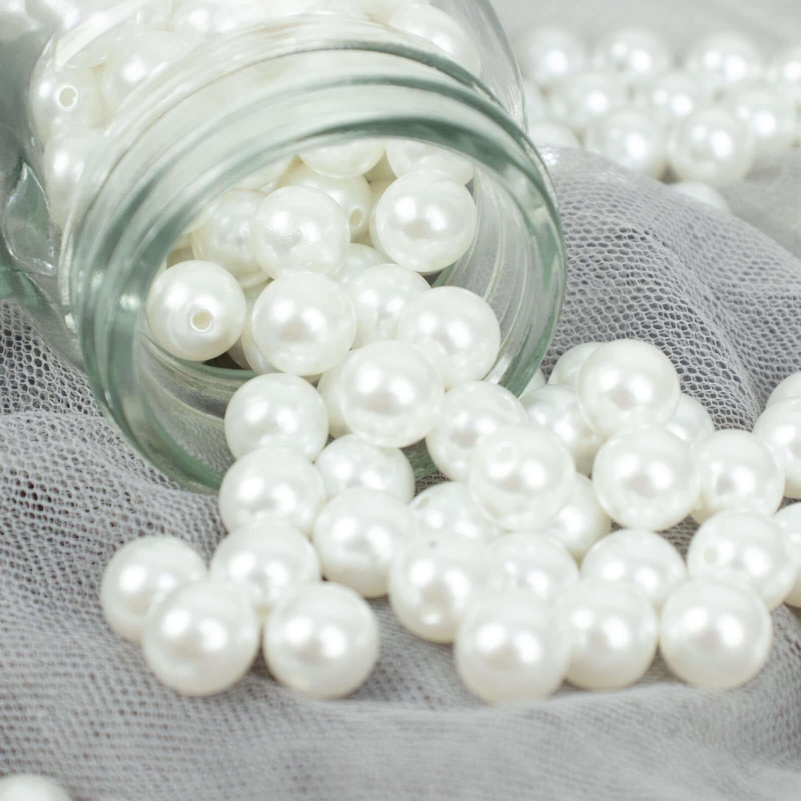 1000 - Pack Faux Craft Pearl Beads White - Smooth Beads with Holes for Vase Filler Jewelry Making Bridal Accessories & Event Decor 10mm - Linen Luxes