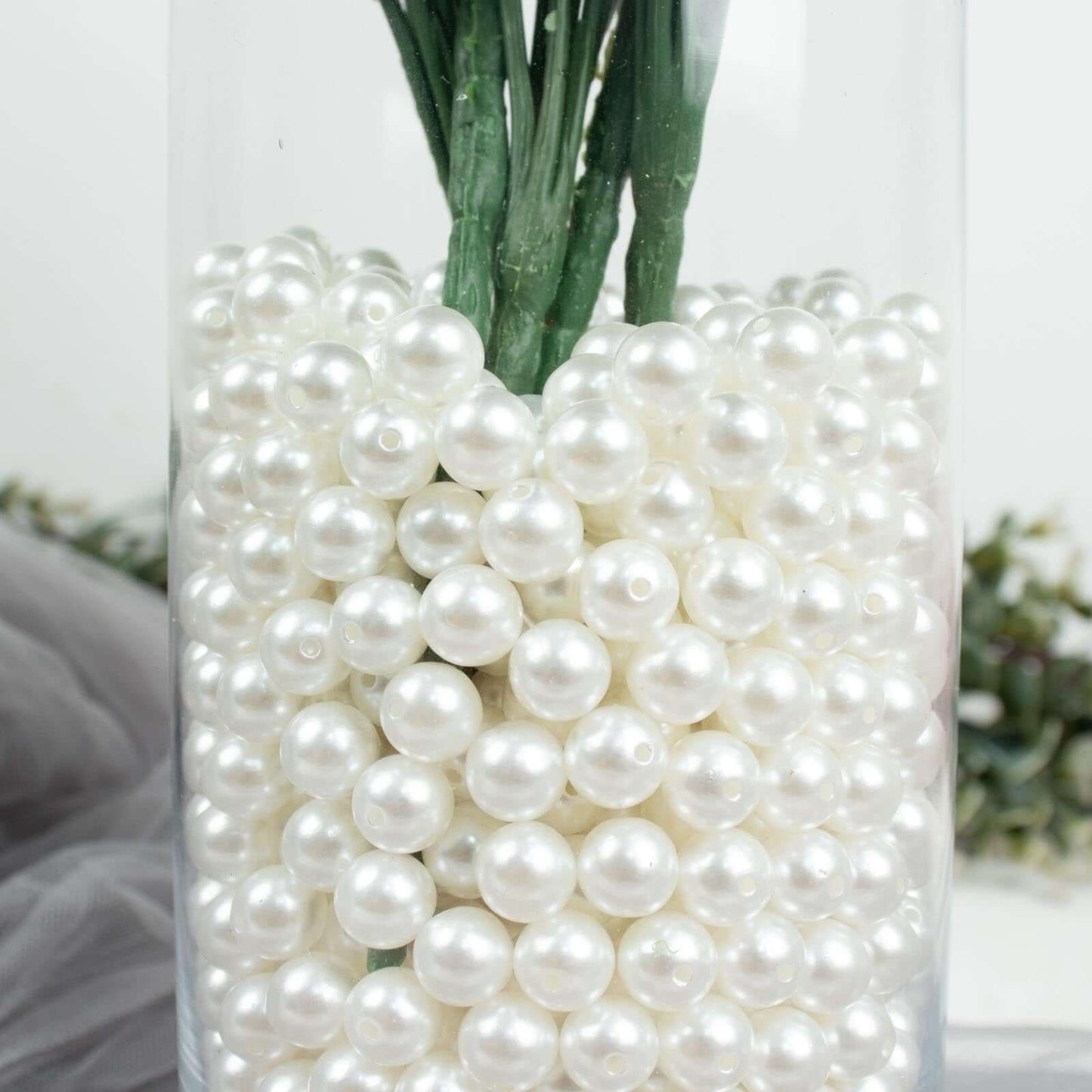 1000 - Pack Faux Craft Pearl Beads White - Smooth Beads with Holes for Vase Filler Jewelry Making Bridal Accessories & Event Decor 10mm - Linen Luxes