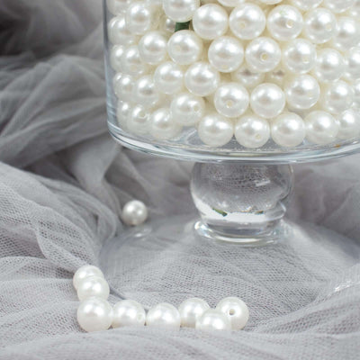 1000 - Pack Faux Craft Pearl Beads White - Smooth Beads with Holes for Vase Filler Jewelry Making Bridal Accessories & Event Decor 10mm - Linen Luxes