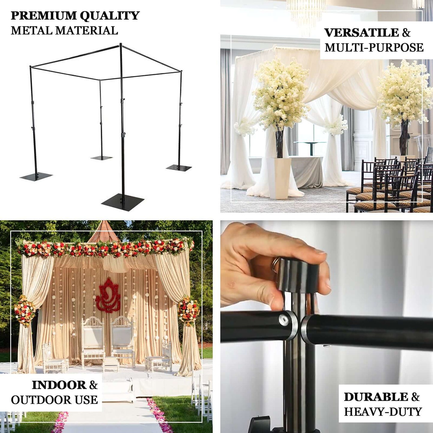 10ft 4 - Post DIY Photography Backdrop Stand, Wedding Arch Canopy Tent - Linen Luxes