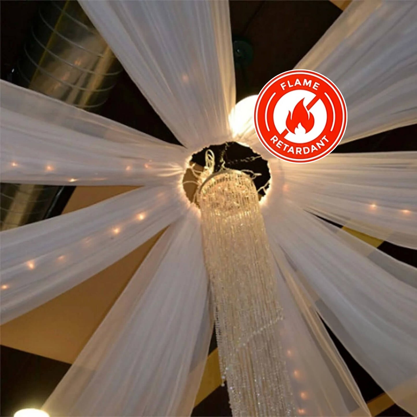 10ftx20ft White Sheer Durable Flame Resistant Ceiling Drape Curtain Panels - Linen Luxes