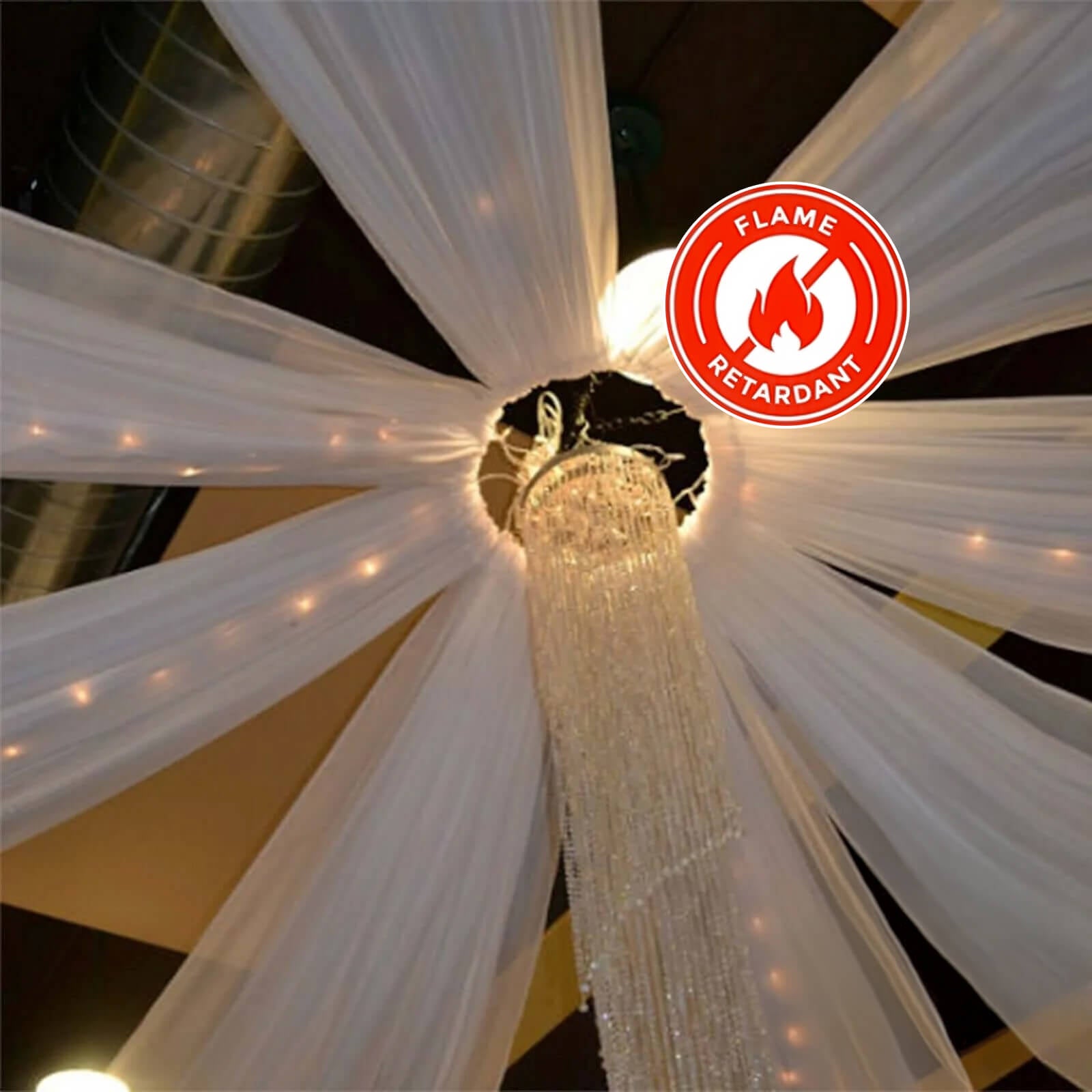 10ftx20ft White Sheer Durable Flame Resistant Ceiling Drape Curtain Panels - Linen Luxes