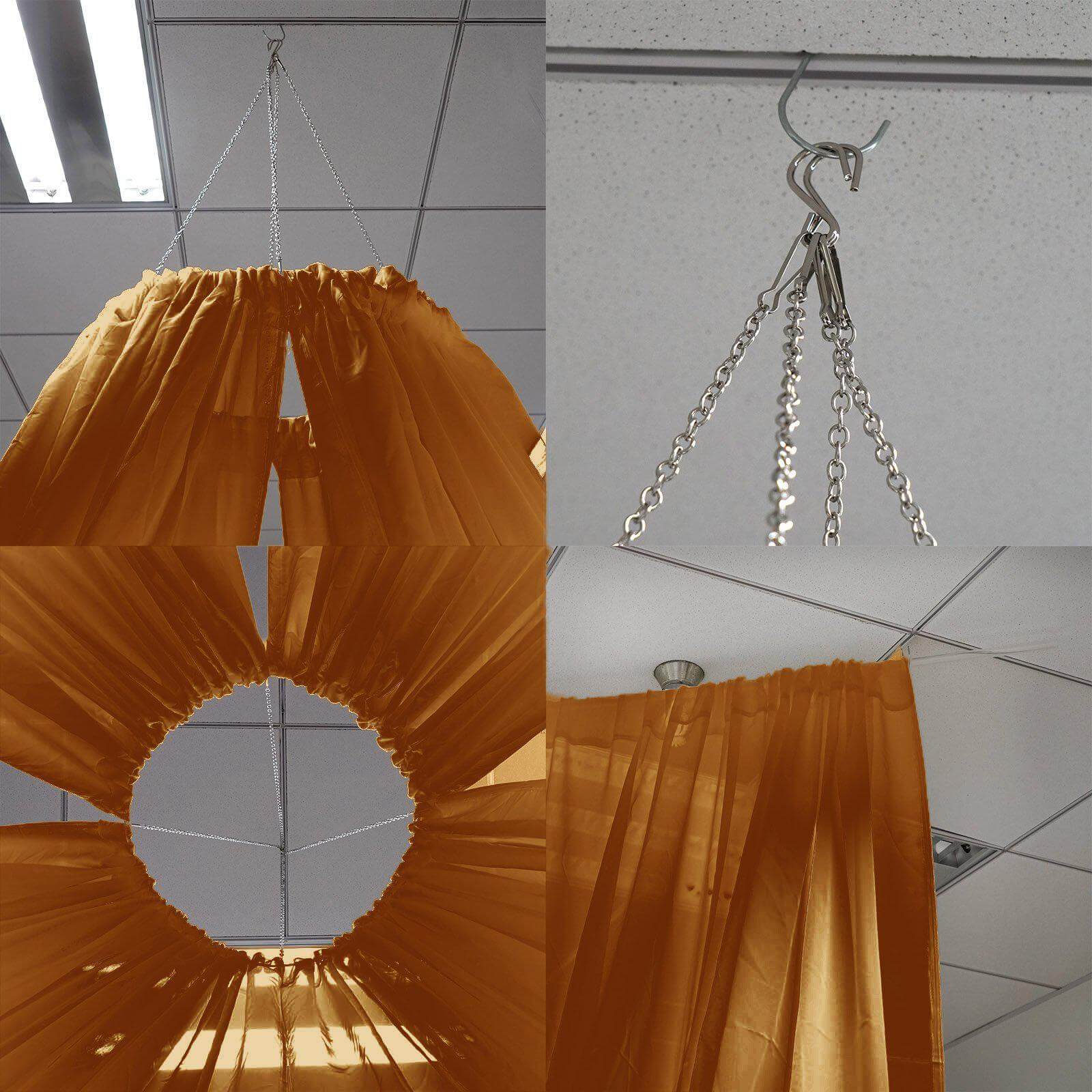 10ftx30ft Gold Sheer Ceiling Drape Curtain Panels Durable Flame Resistant Fabric - Linen Luxes