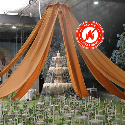 10ftx30ft Gold Sheer Ceiling Drape Curtain Panels Durable Flame Resistant Fabric - Linen Luxes