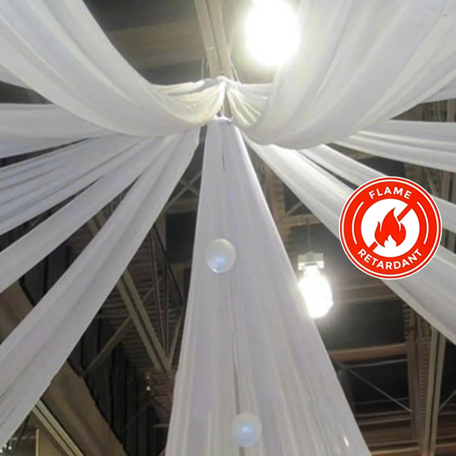 10ftx30ft White Sheer Ceiling Drape Curtain Panels Durable Flame Resistant Fabric - Linen Luxes