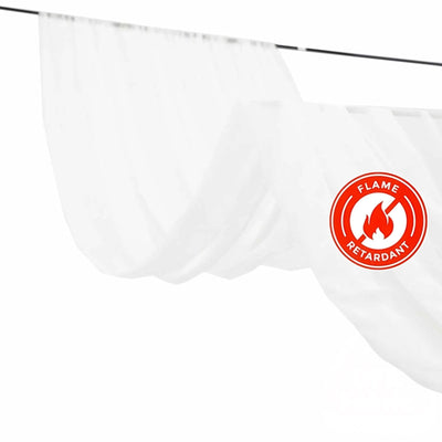 10ftx30ft White Sheer Ceiling Drape Curtain Panels Durable Flame Resistant Fabric - Linen Luxes