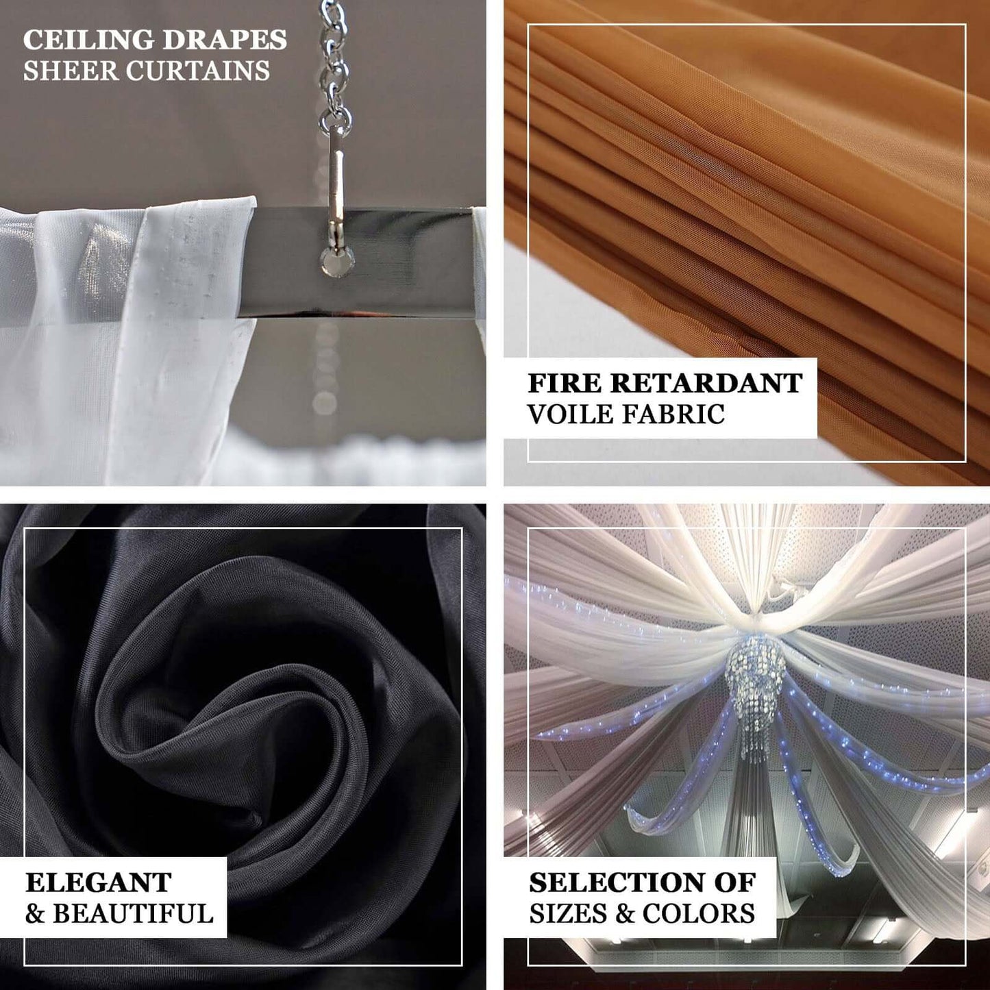 10ftx40ft White Sheer Ceiling Drape Curtain Panels Durable Flame Resistant Fabric - Linen Luxes