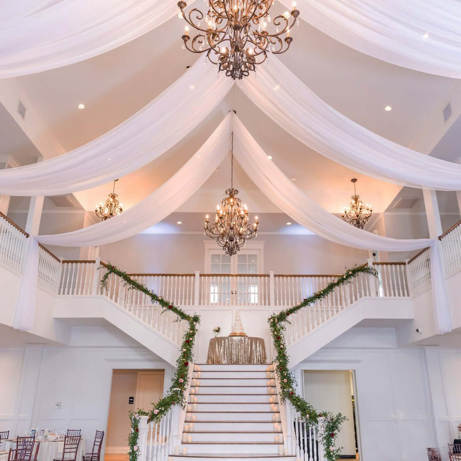 10ftx40ft White Sheer Ceiling Drape Curtain Panels Durable Flame Resistant Fabric - Linen Luxes