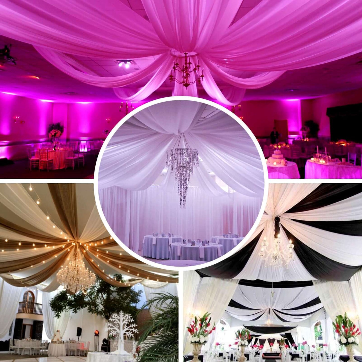 10ftx40ft White Sheer Ceiling Drape Curtain Panels Durable Flame Resistant Fabric - Linen Luxes