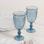 24-Pack Plastic Wine Glasses 10oz â€“ Transparent Dusty Blue Vintage Goblets with Retro Embossed Design, Elegant Drinkware - 7" Tall