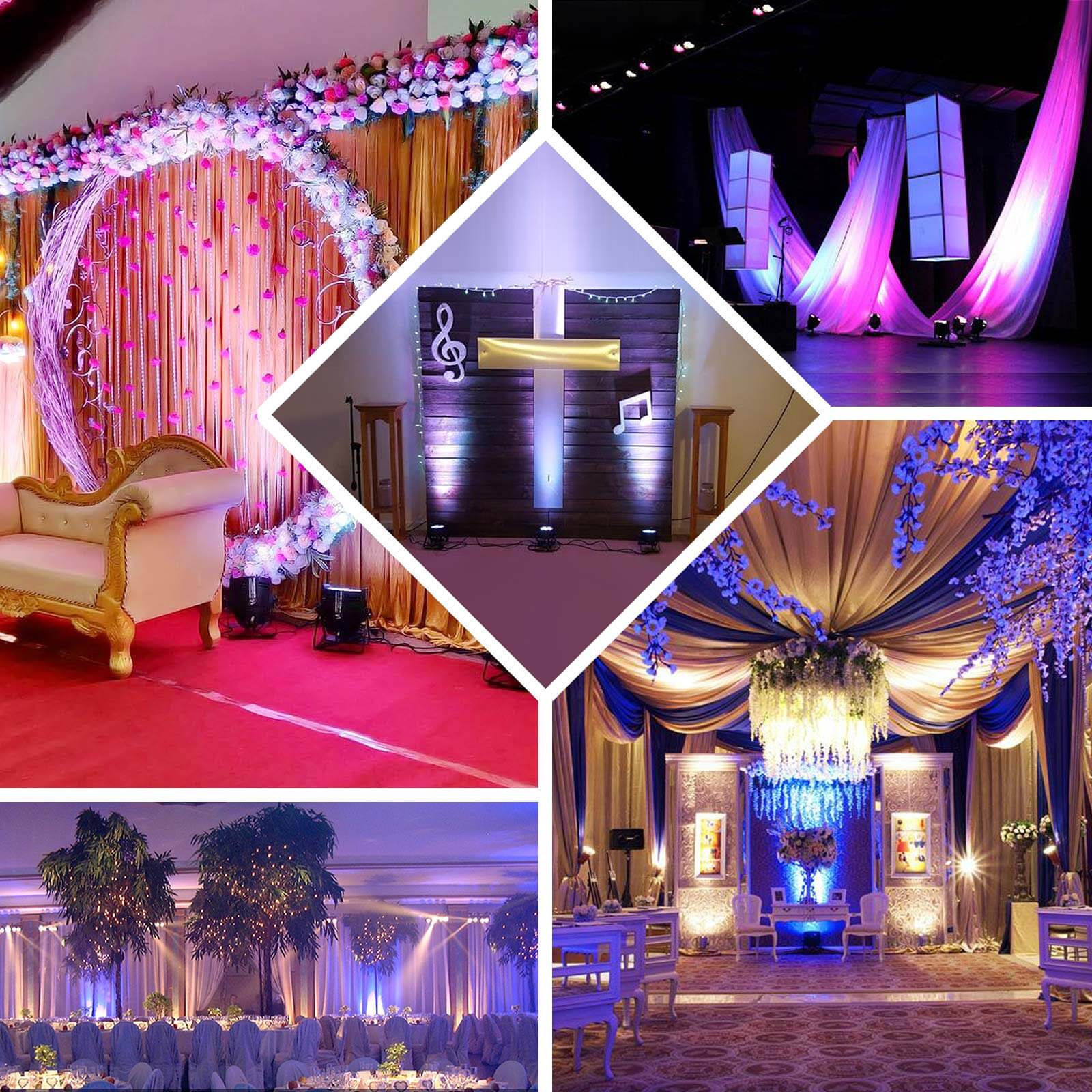 10W White 62 LED Stage Backdrop Uplight, Bright Strobe Spotlight With Brackets - Linen Luxes