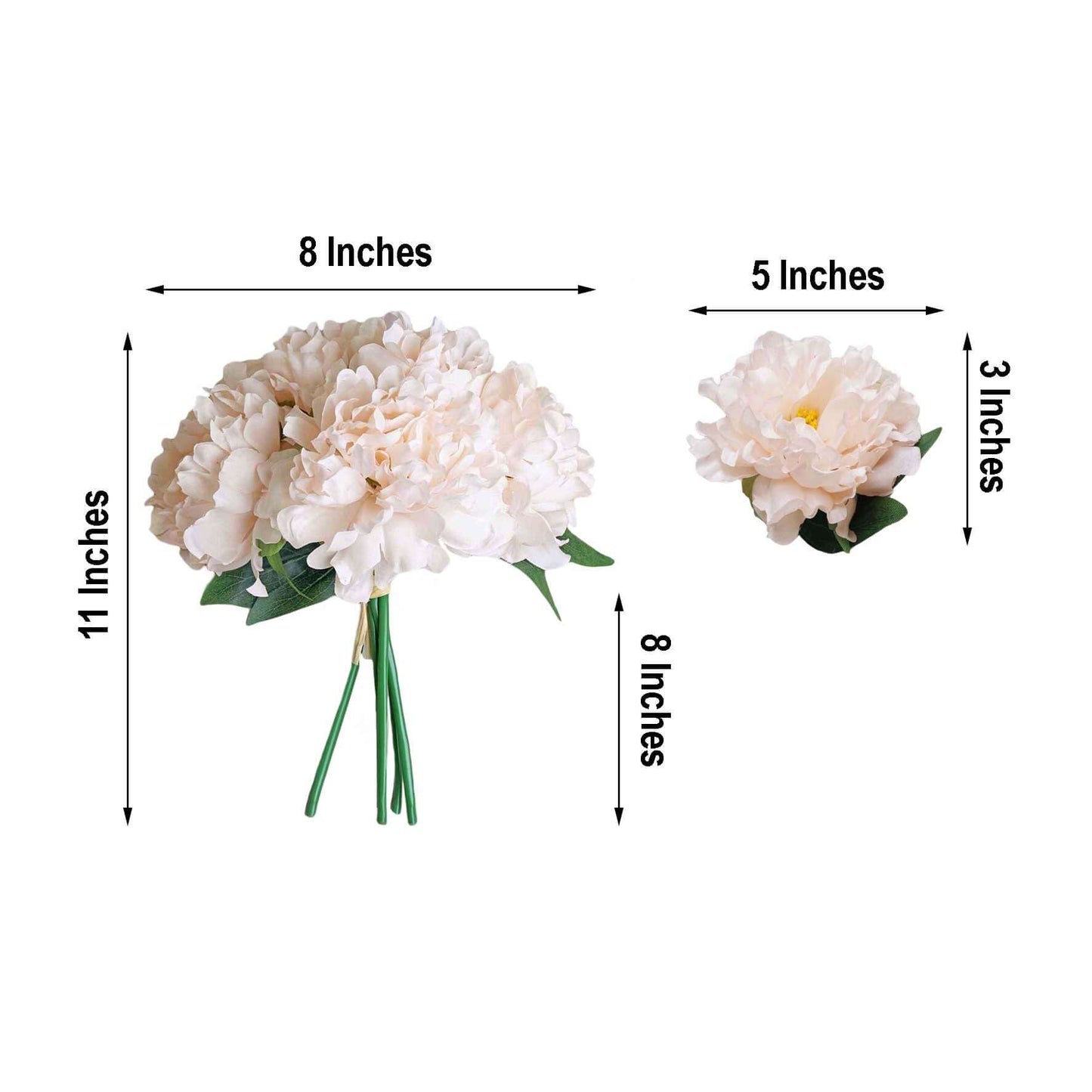 11" Blush Real Touch Artificial Silk Peonies Flower Bouquet - Linen Luxes