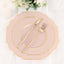 10-Pack Plastic Dinner Plates in Blush Baroque Design with Scalloped Gold Rim - Heavy Duty Disposable Party Plates 11"