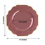 10-Pack Plastic Dinner Plates in Cinnamon Rose Baroque Design with Scalloped Gold Rim - Heavy Duty Disposable Party Plates 11"