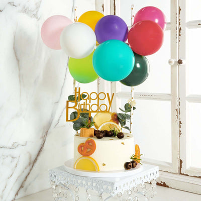 11 Pcs Balloon Cake Topper Assorted Colors - Whimsical Clustered Mini Garland Cake Inserts DIY Party Decorations