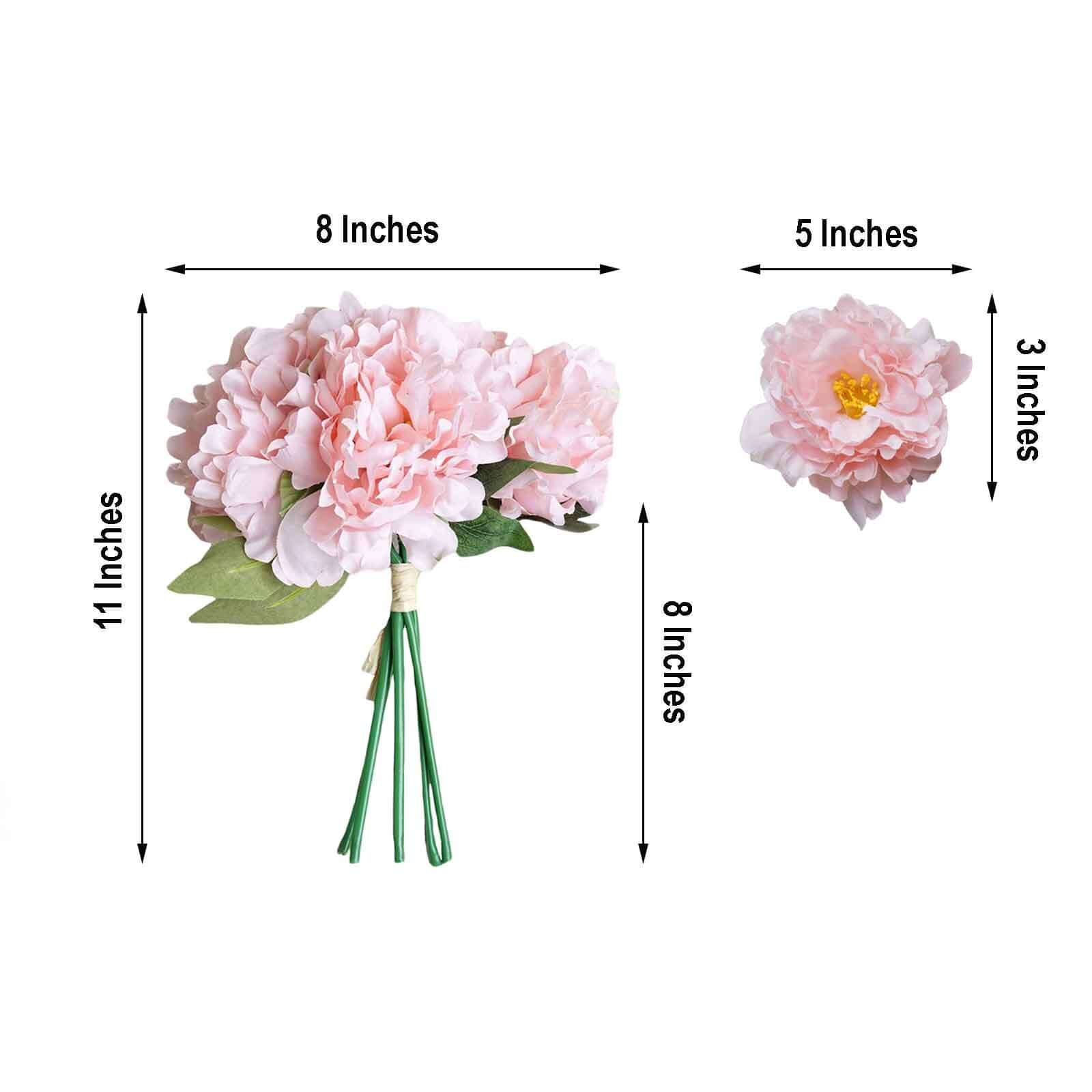 11" Pink Real Touch Artificial Silk Peonies Flower Bouquet - Linen Luxes