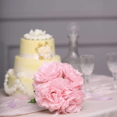 11" Pink Real Touch Artificial Silk Peonies Flower Bouquet - Linen Luxes