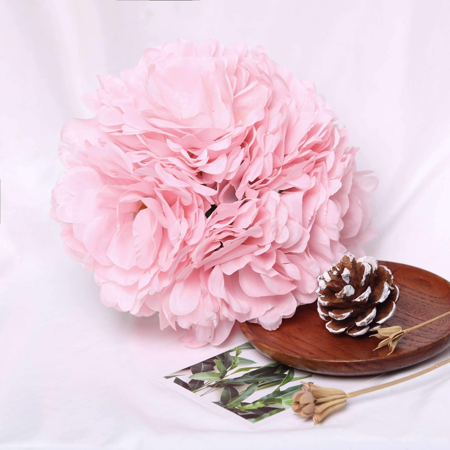 11" Pink Real Touch Artificial Silk Peonies Flower Bouquet - Linen Luxes