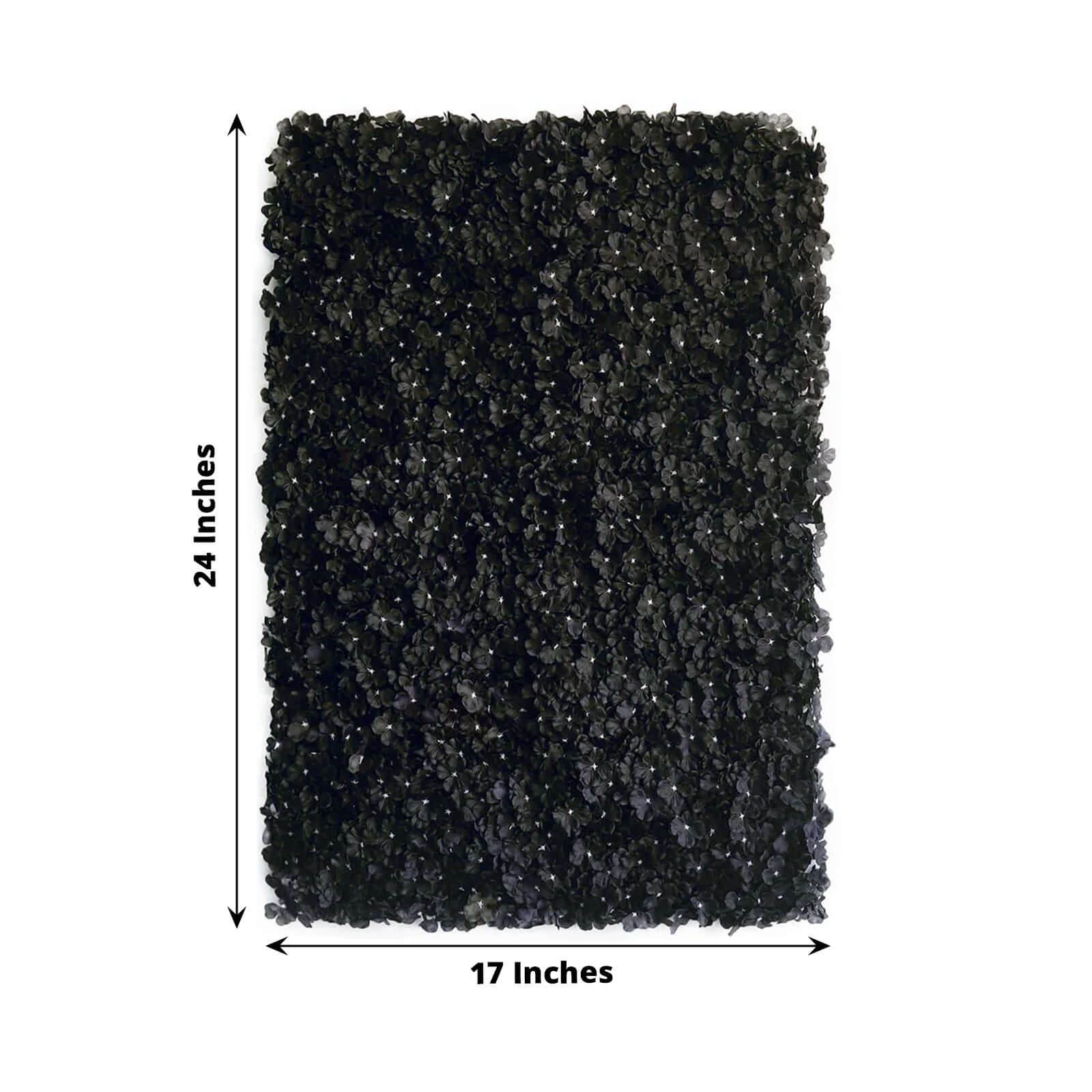 11 Sq ft. Black UV Protected Hydrangea Flower Wall Mat Backdrop - 4 Artificial Panels - Linen Luxes