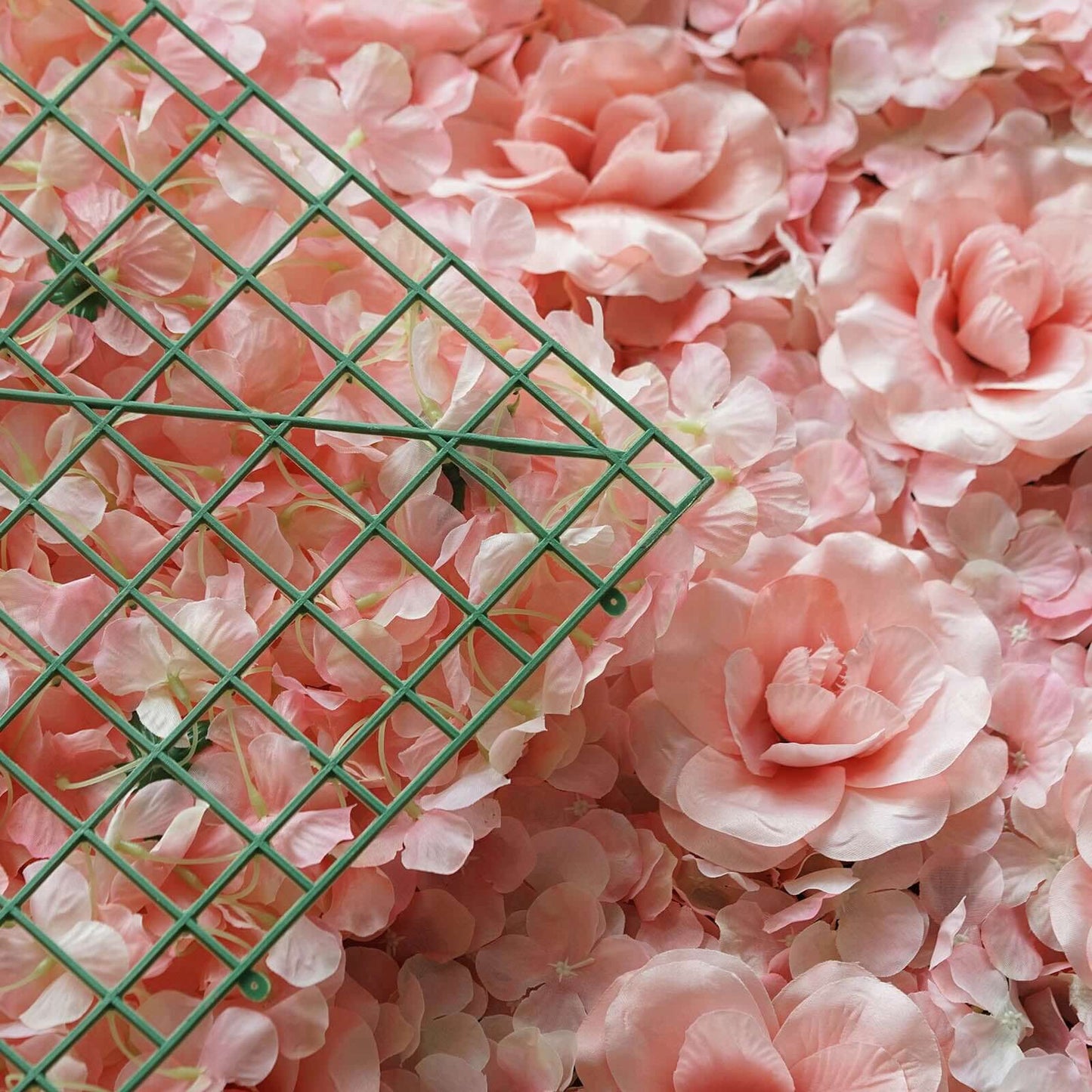 11 Sq ft. Blush and Cream 3D Silk Rose and Hydrangea Flower Wall Mat Backdrop - 4 Artificial Panels - Linen Luxes