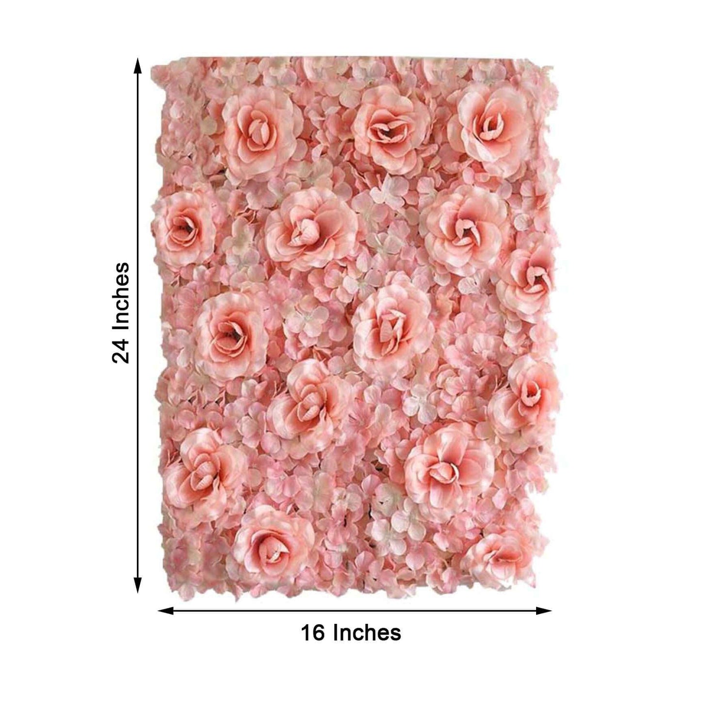 11 Sq ft. Blush and Cream 3D Silk Rose and Hydrangea Flower Wall Mat Backdrop - 4 Artificial Panels - Linen Luxes