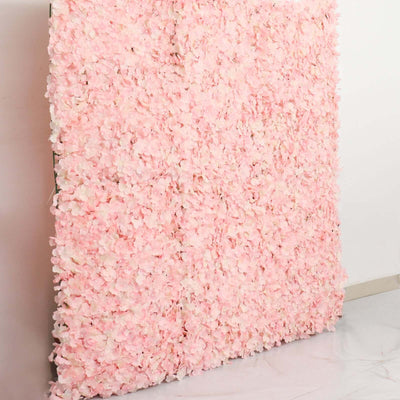 11 Sq ft. Blush UV Protected Hydrangea Flower Wall Mat Backdrop - 4 Artificial Panels - Linen Luxes