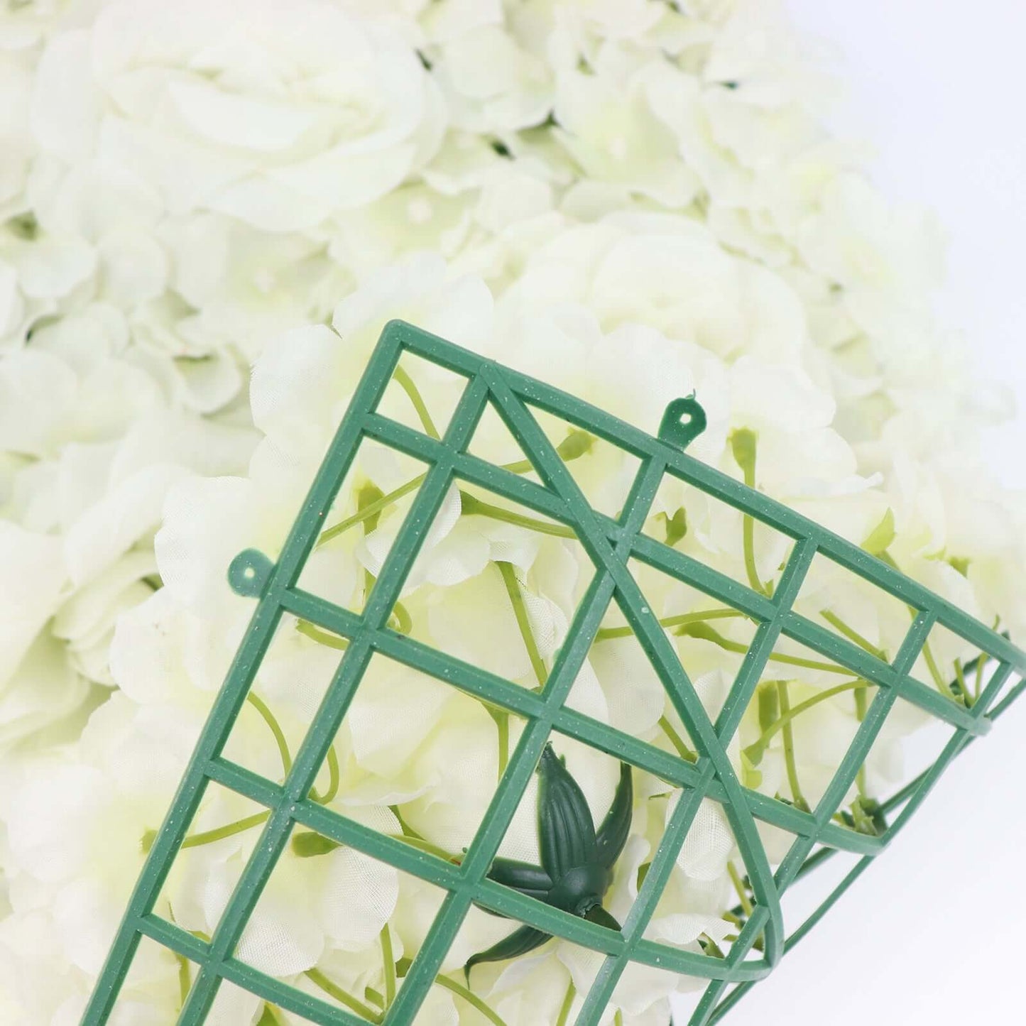 11 Sq ft. Cream 3D Silk Rose and Hydrangea Flower Wall Mat Backdrop - 4 Artificial Panels - Linen Luxes