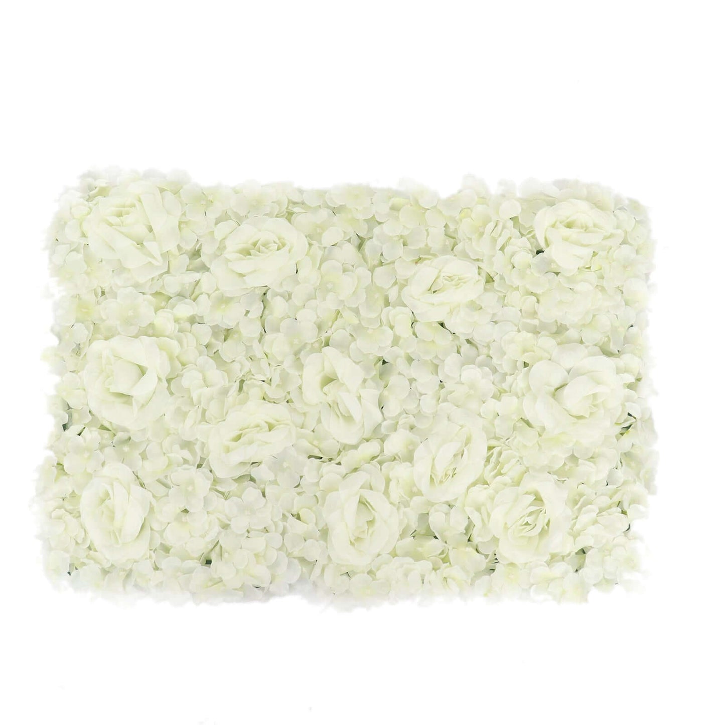 11 Sq ft. Cream 3D Silk Rose and Hydrangea Flower Wall Mat Backdrop - 4 Artificial Panels - Linen Luxes
