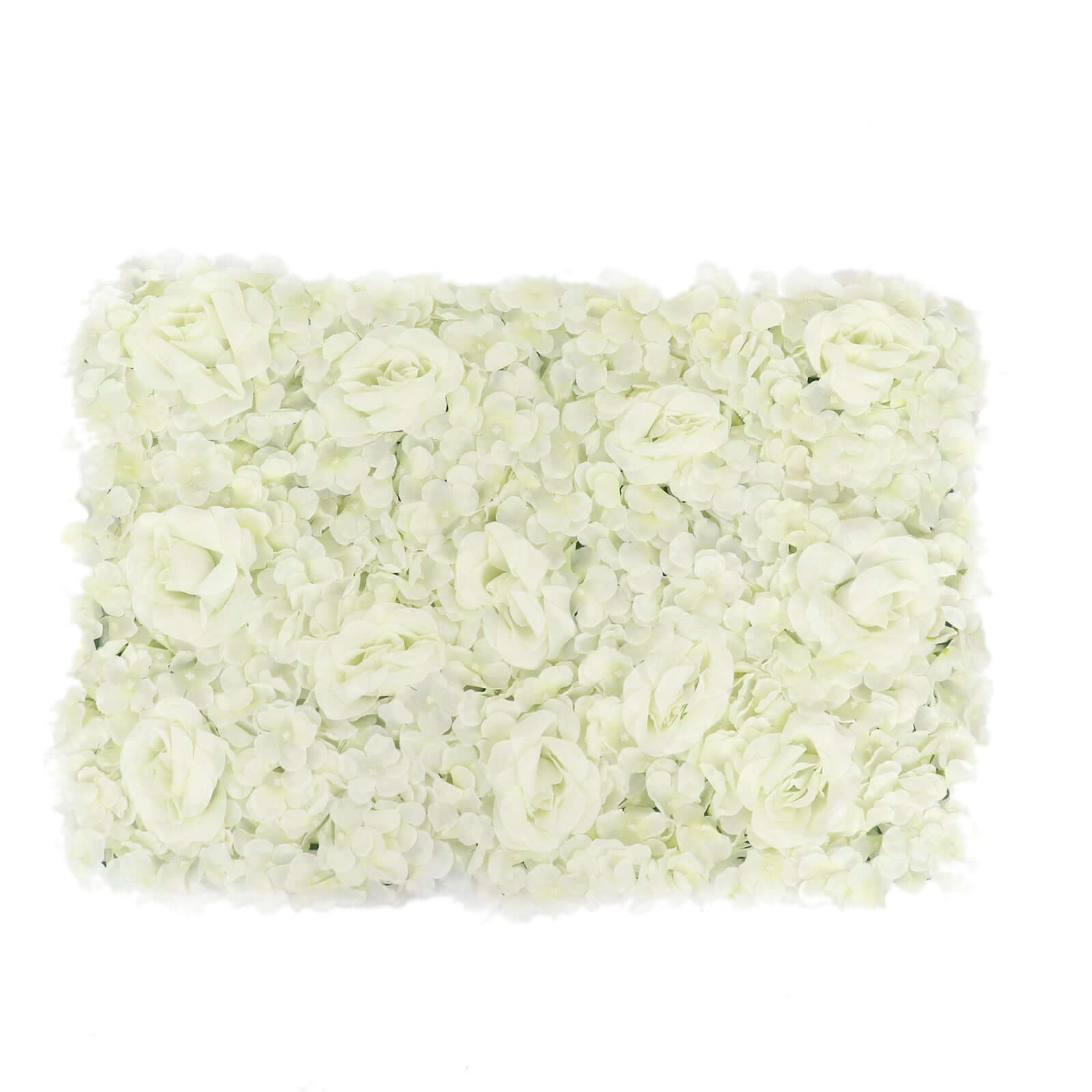 11 Sq ft. Cream 3D Silk Rose and Hydrangea Flower Wall Mat Backdrop - 4 Artificial Panels - Linen Luxes