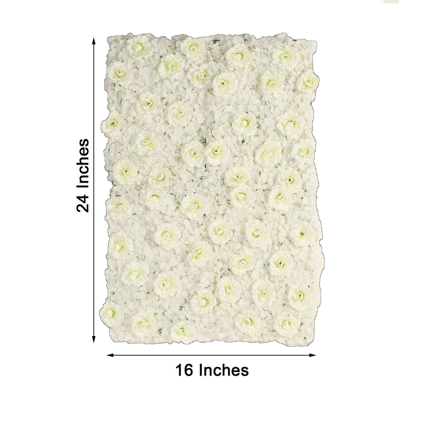 11 Sq ft. Cream 3D Silk Rose and Hydrangea Flower Wall Mat Backdrop - 4 Artificial Panels - Linen Luxes