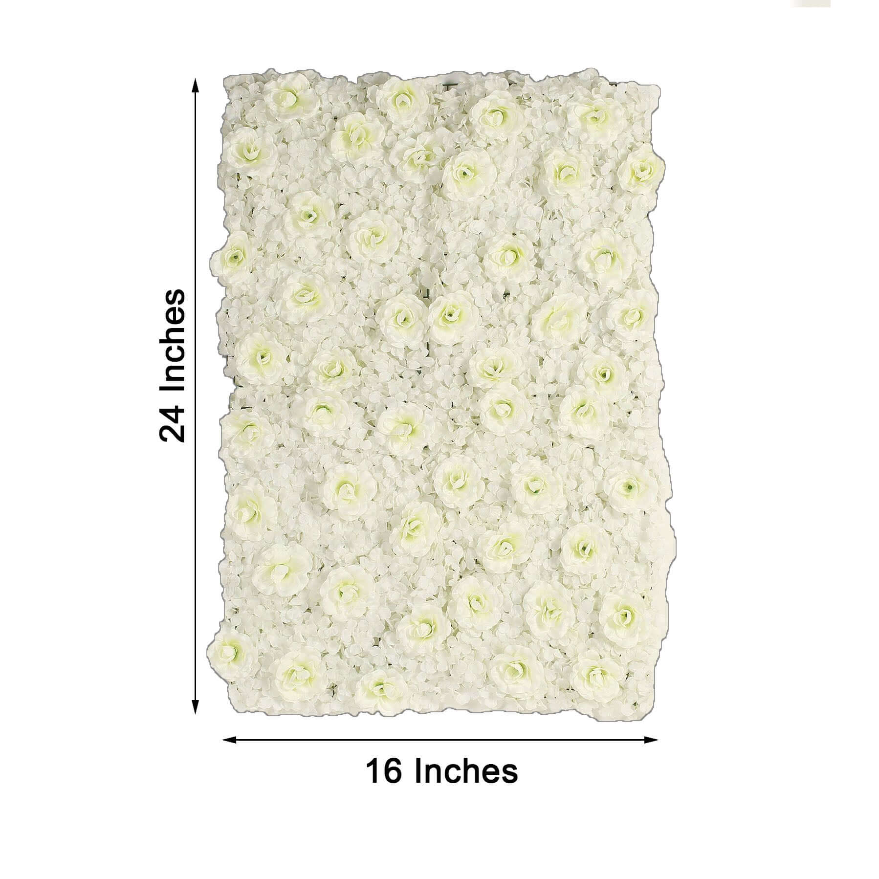 11 Sq ft. Cream 3D Silk Rose and Hydrangea Flower Wall Mat Backdrop - 4 Artificial Panels - Linen Luxes